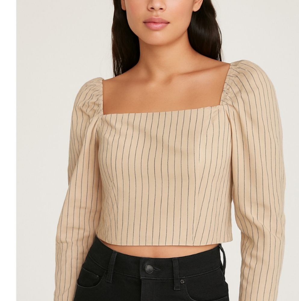 Urban Outfitters Beige,  Striped Blouse, Size M